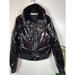 Blanc Noir Womens M 8 / 10 Shiny Down Feather Puffer Winter Jacket Coat Resort